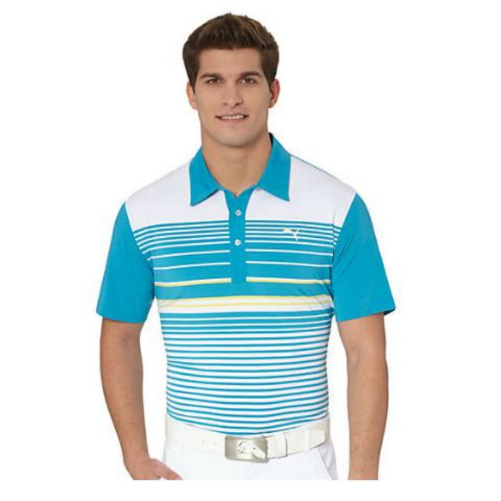 PUMA Golf Rickie Fowler Mens YD STRIPE Polo Shirt NWT 2XL XXL